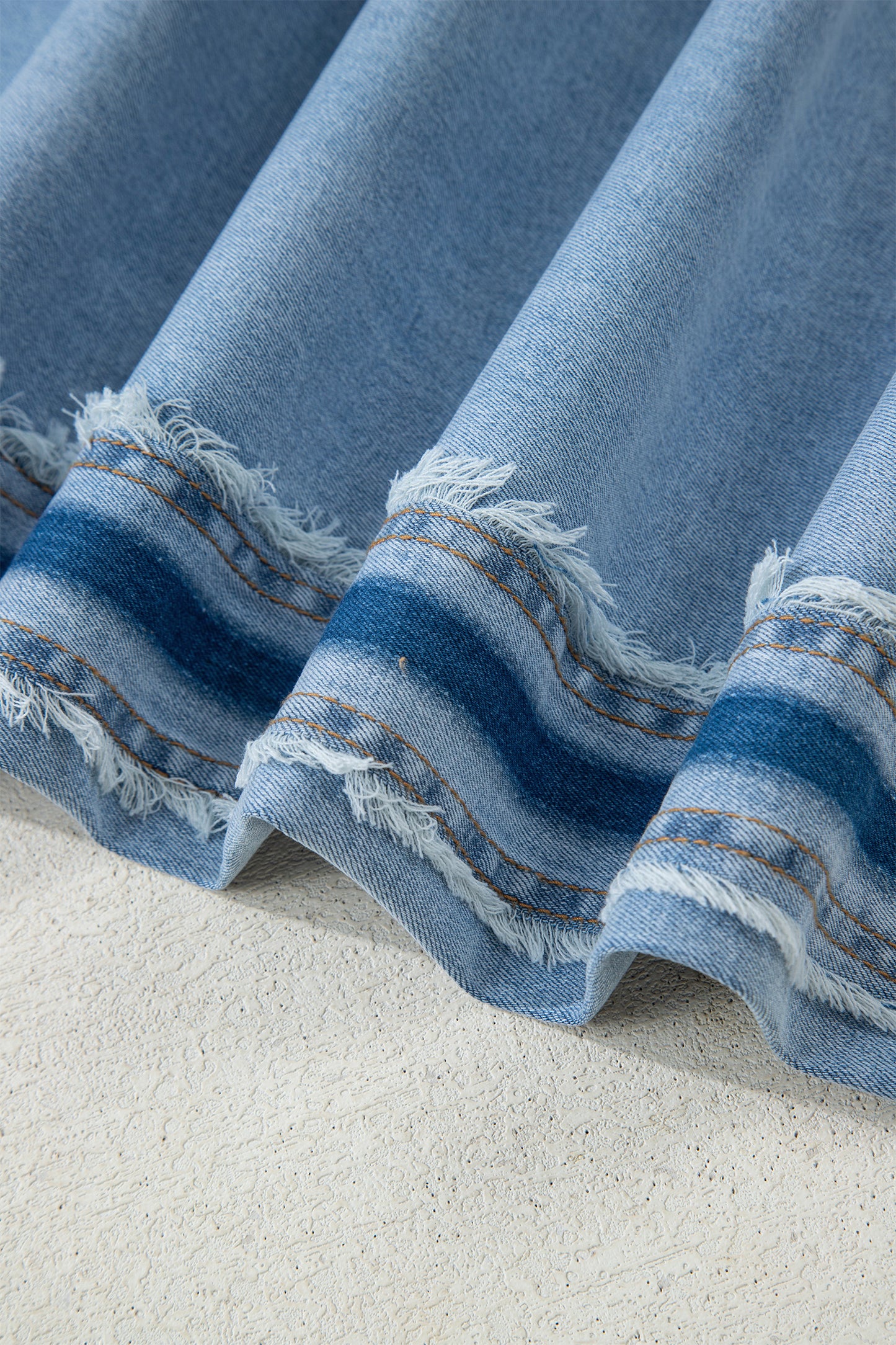 Beau Blue Contrast Stripe Frayed Side Panel Patchwork Shift Jeans