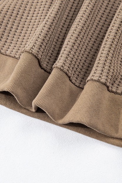 Casual Solid Color Textured Snap Button Collared Baggy Top