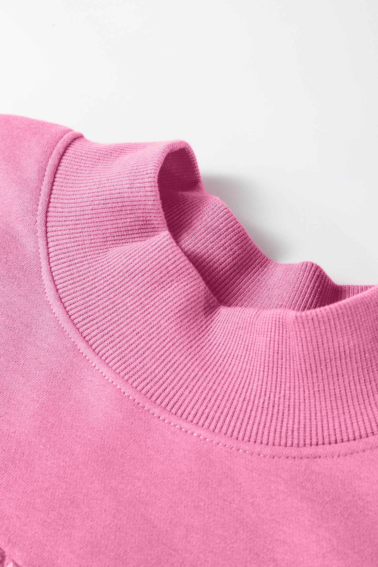 Bright Pink Oversize Blessed Embroidered Mock Neck Sweatshirt