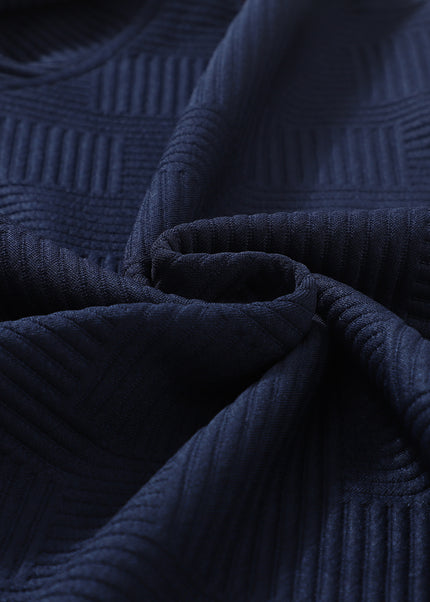 Navy Blue Ultra Loose Textured 2pcs Slouchy Outfit Set