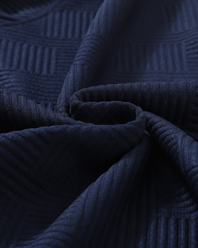 Navy Blue Ultra Loose Textured 2pcs Slouchy Outfit Set