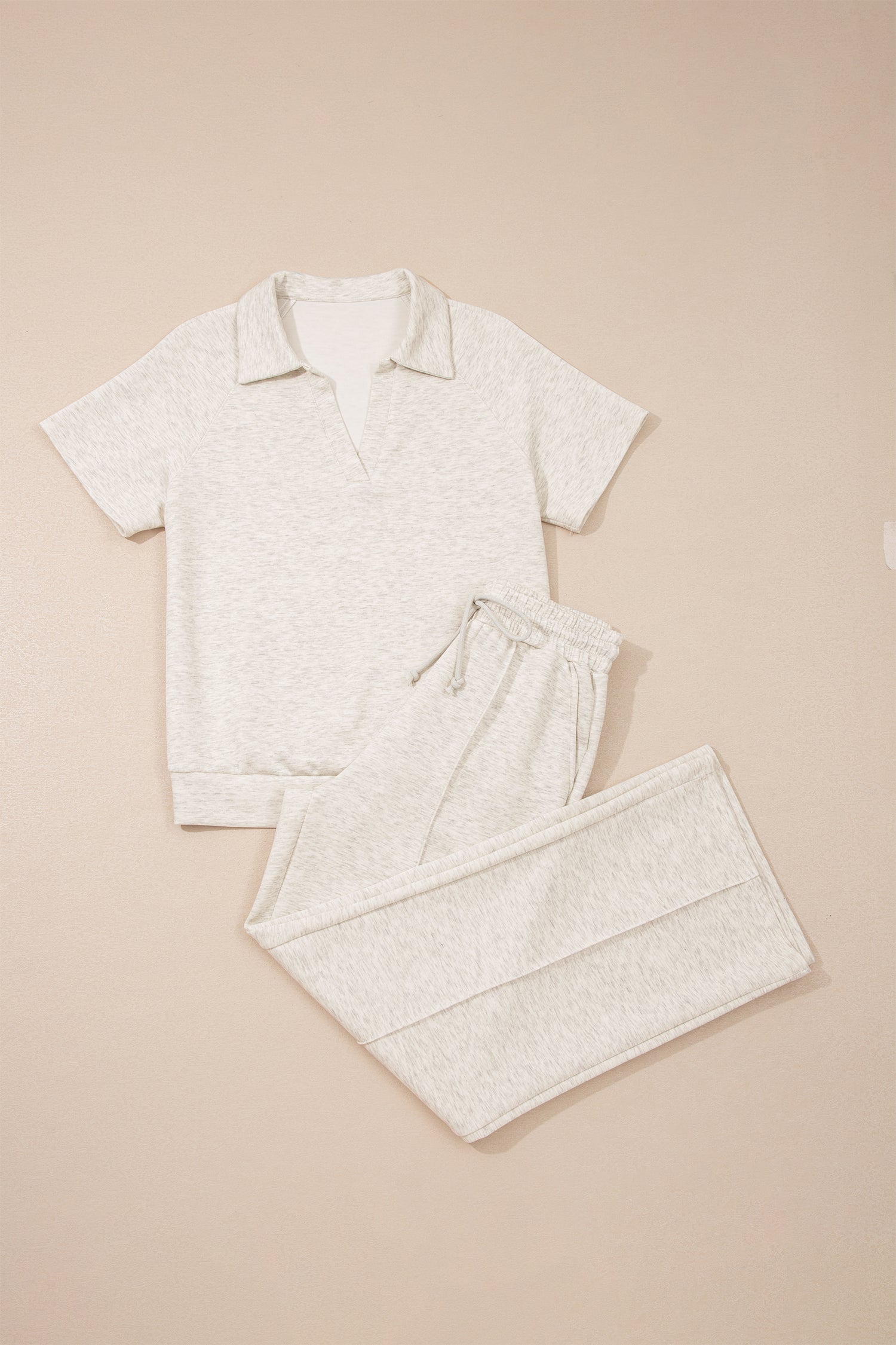 Light Grey Polo Tee Casual Pant Set