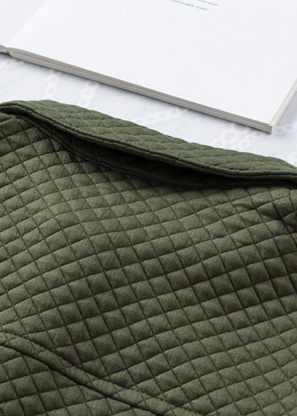 Black Retro Quilted Flap Pocket Button Shacket