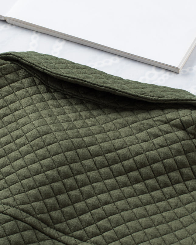 Black Retro Quilted Flap Pocket Button Shacket