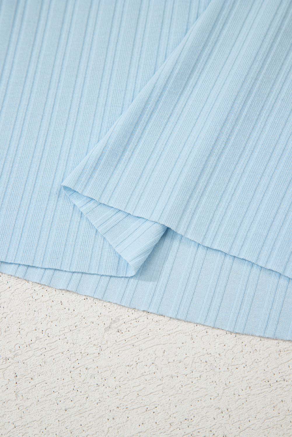 Gossamer Pink Ribbed Button V Neck Tank Top and Shorts Set