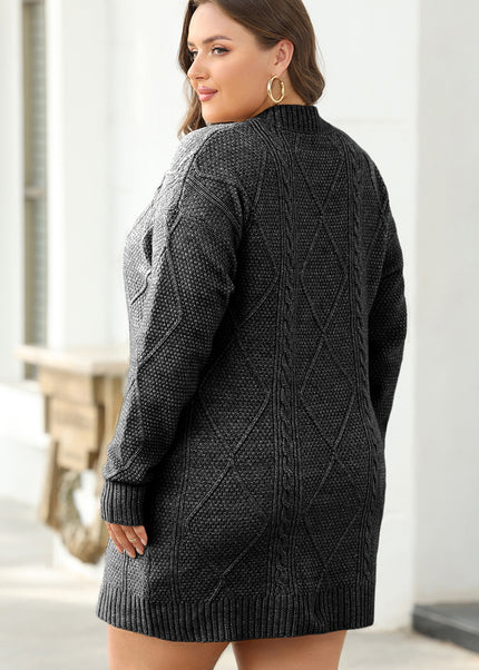 Parchment Cable Knit Drop Shoulder Loose Fit Sweater Dress