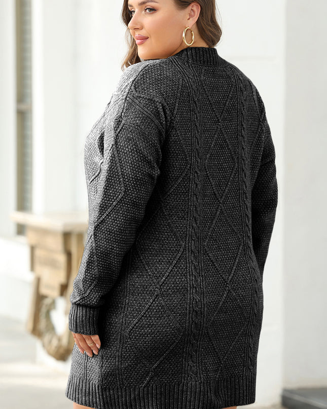 Parchment Cable Knit Drop Shoulder Loose Fit Sweater Dress