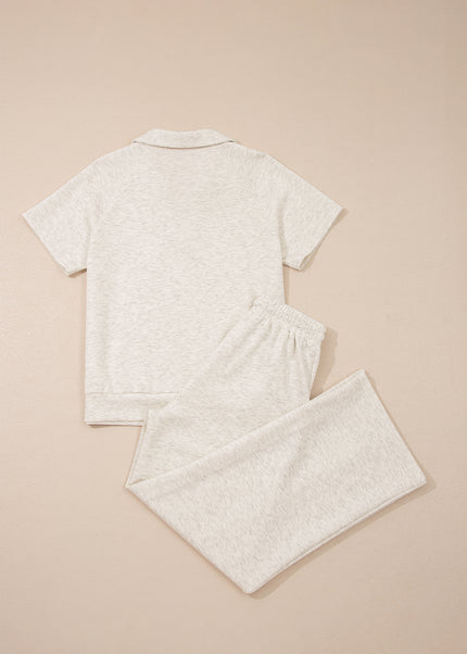 Light Grey Polo Tee Casual Pant Set