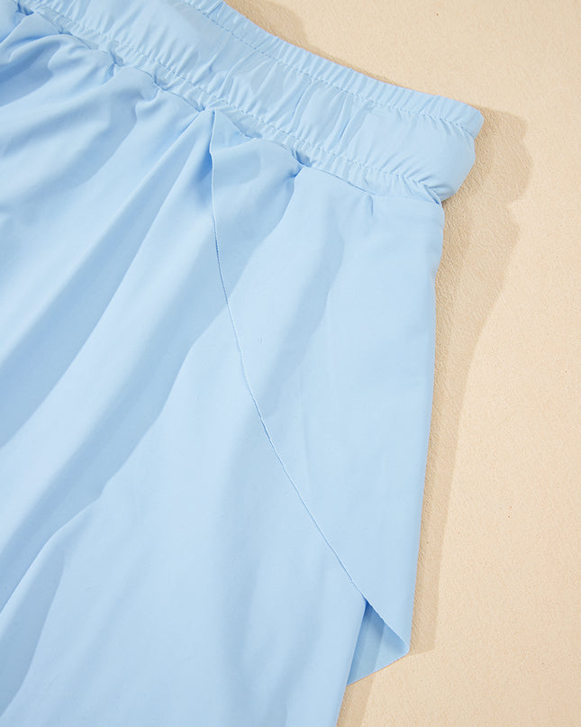 Black Drawstring High Waist Lined Tennis Skorts