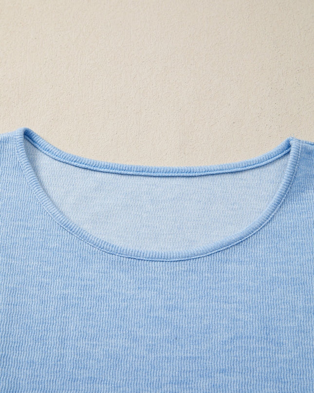 Beau Blue Cap Sleeve Matching Top and Jogger Pants Set