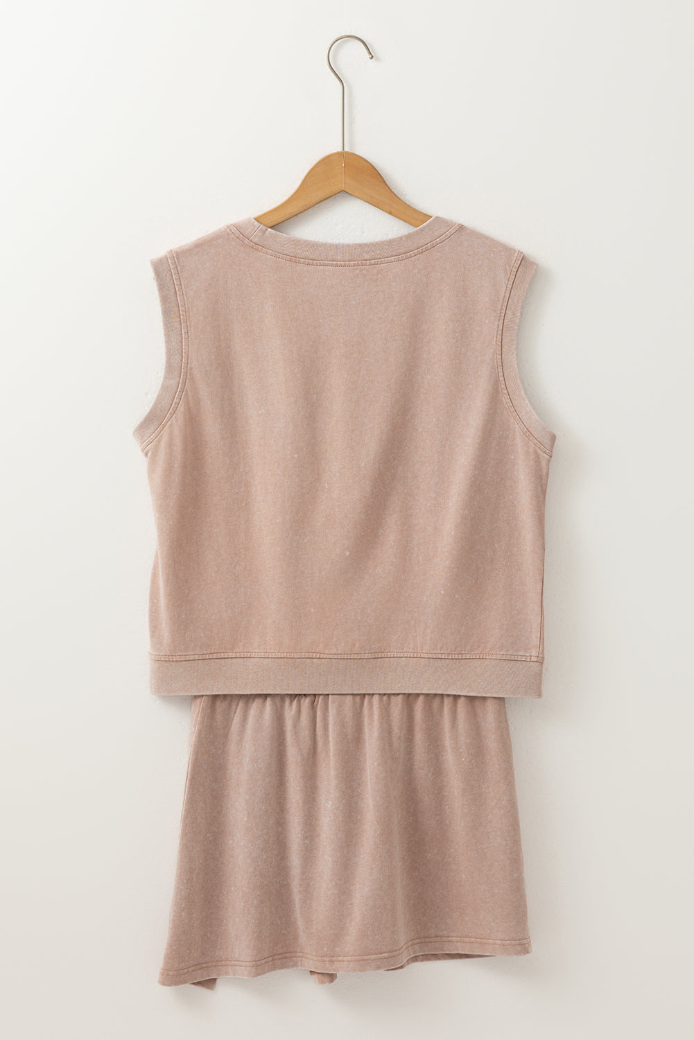 Myosotis 2 Pieces Mineral Wash Cotton Tank Top Lined Split Skirt Set