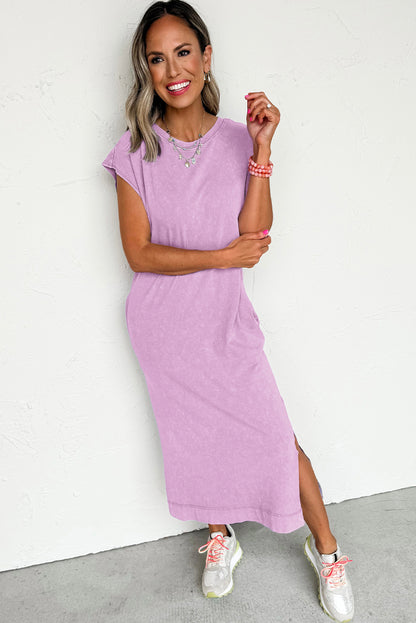 Carrot Mineral Wash Pocketed T-shirt Long Dress