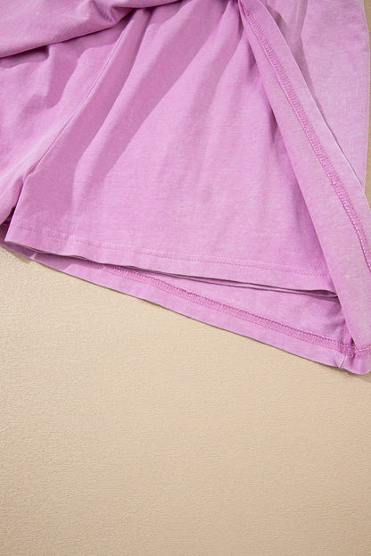 Myosotis 2 Pieces Mineral Wash Cotton Tank Top Lined Split Skirt Set