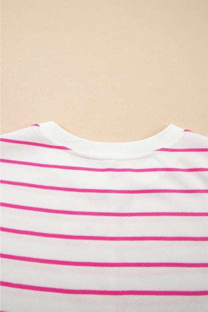 Rose Stripe Casual Wide Leg 2pcs Pants Set