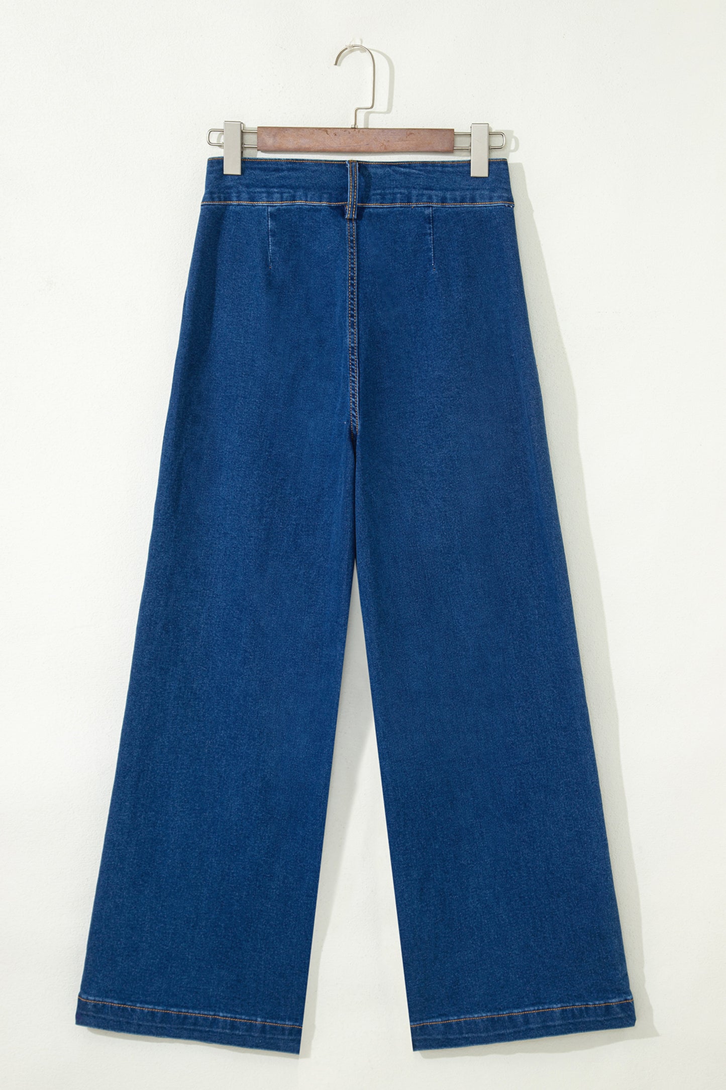 Sail Blue Hardware Decor Patched Pockets Wide Leg Jean Pants