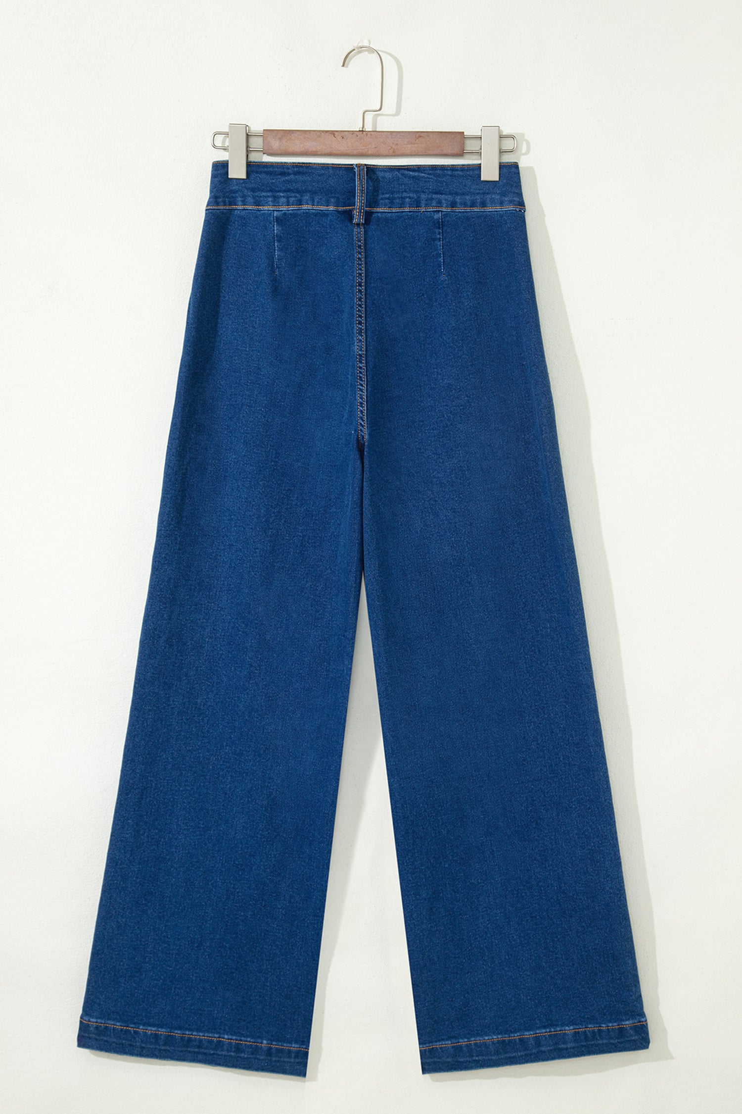 Sail Blue Hardware Decor Patched Pockets Wide Leg Jean Pants