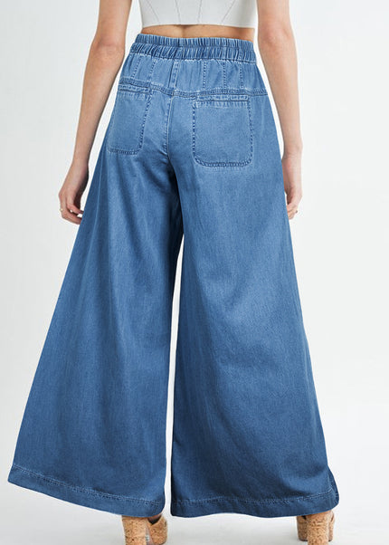Button Fly Waist Wide Leg Jeans
