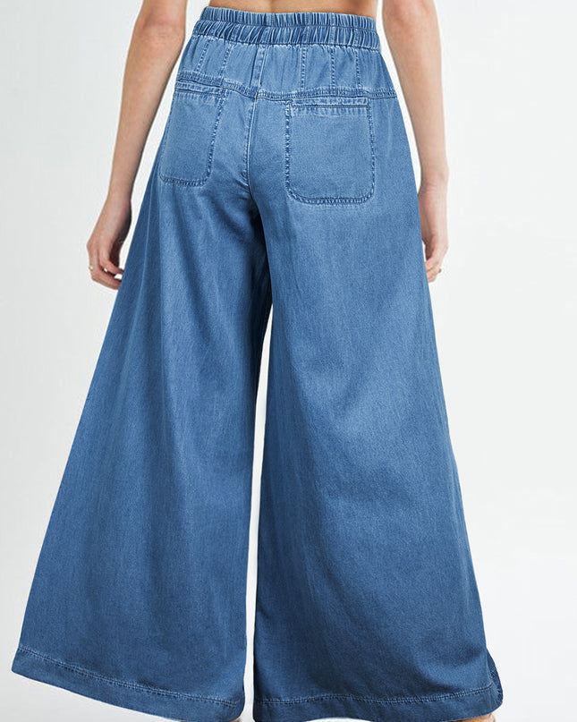 Button Fly Waist Wide Leg Jeans