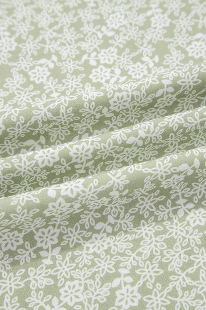 Green Smocked Bodice Square Neck Sleeveless Floral Jumpsuit