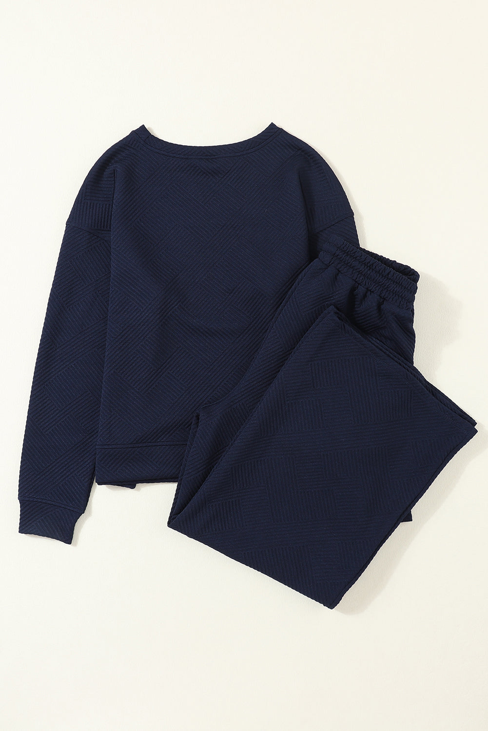 Navy Blue Ultra Loose Textured 2pcs Slouchy Outfit