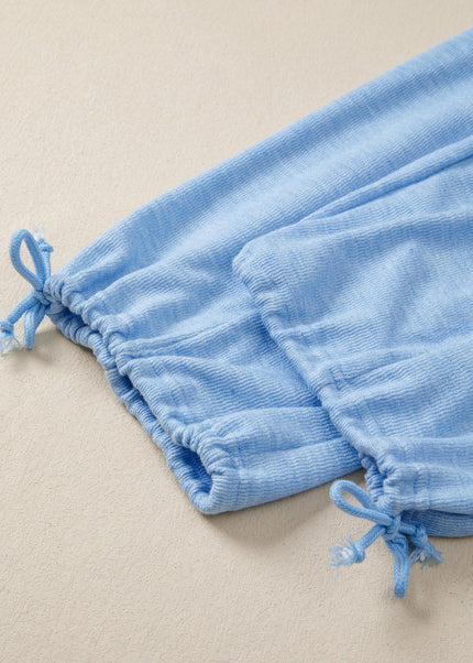 Beau Blue Cap Sleeve Matching Top and Jogger Pants Set