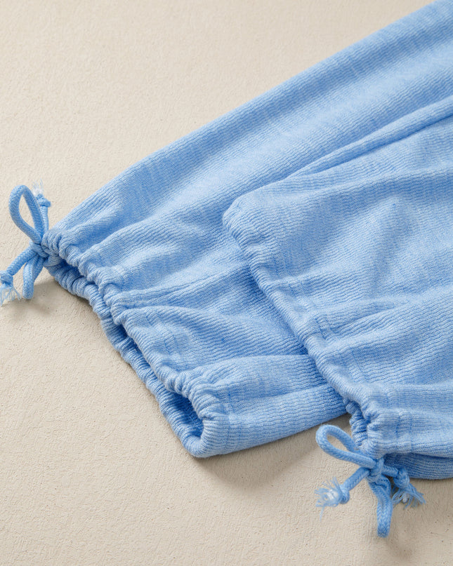 Beau Blue Cap Sleeve Matching Top and Jogger Pants Set