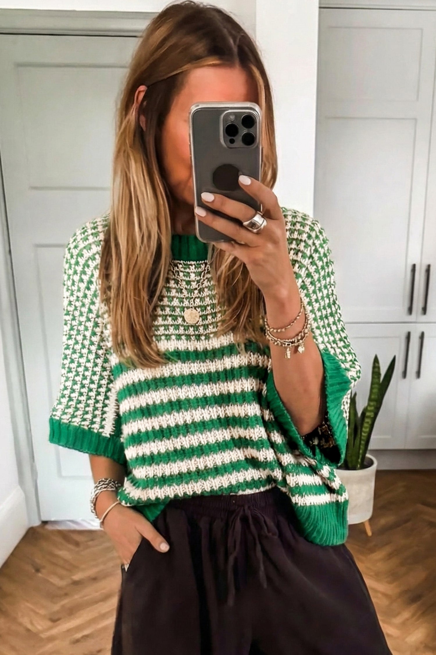 Red 3/4 Draped Sleeve Slouchy Sweater