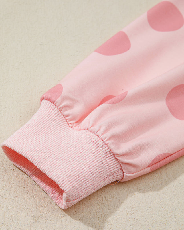 White Polka Dot Printed Long Sleeve Flared Mini Dress