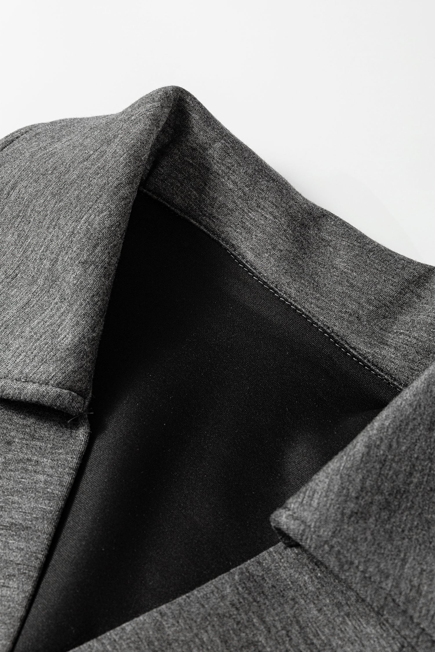 Medium Grey Collared V Neck Pullover Sweatshirt Sweatpants Set