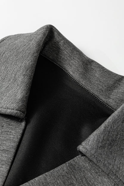 Medium Grey Collared V Neck Pullover Sweatshirt Sweatpants Set