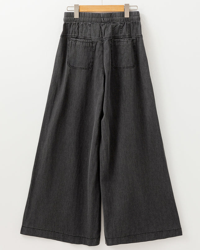 Button Fly Waist Wide Leg Jeans