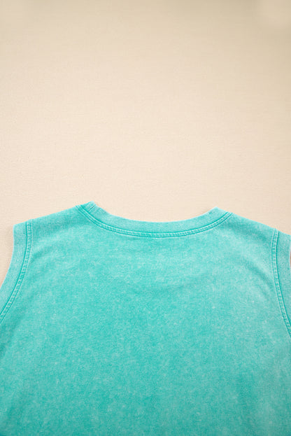 Myosotis 2 Pieces Mineral Wash Cotton Tank Top Lined Split Skirt Set