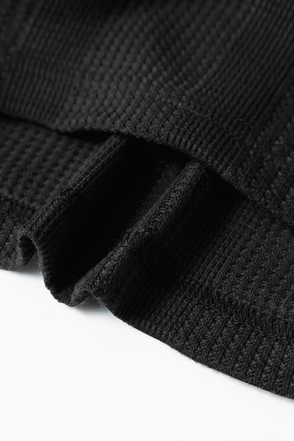 Beau Blue Solid Color Ribbed Ruffle Tank Top and Pants Set