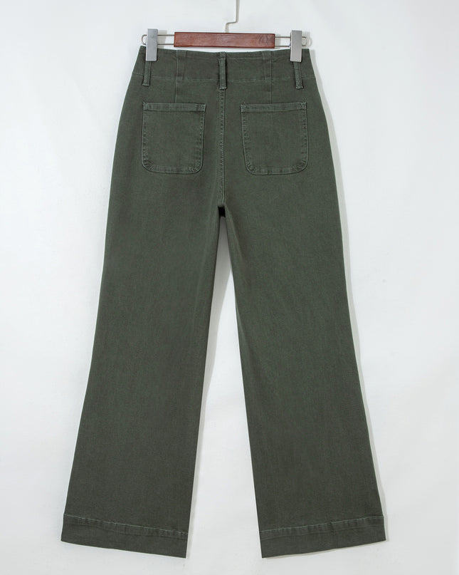 Mist 2-Button High Waist Flared Bottom Jeans