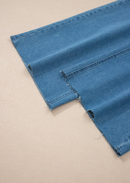 Dusk Blue Retro Washed Patch Pocket Loose Jeans