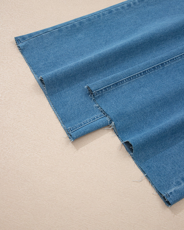 Dusk Blue Retro Washed Patch Pocket Loose Jeans