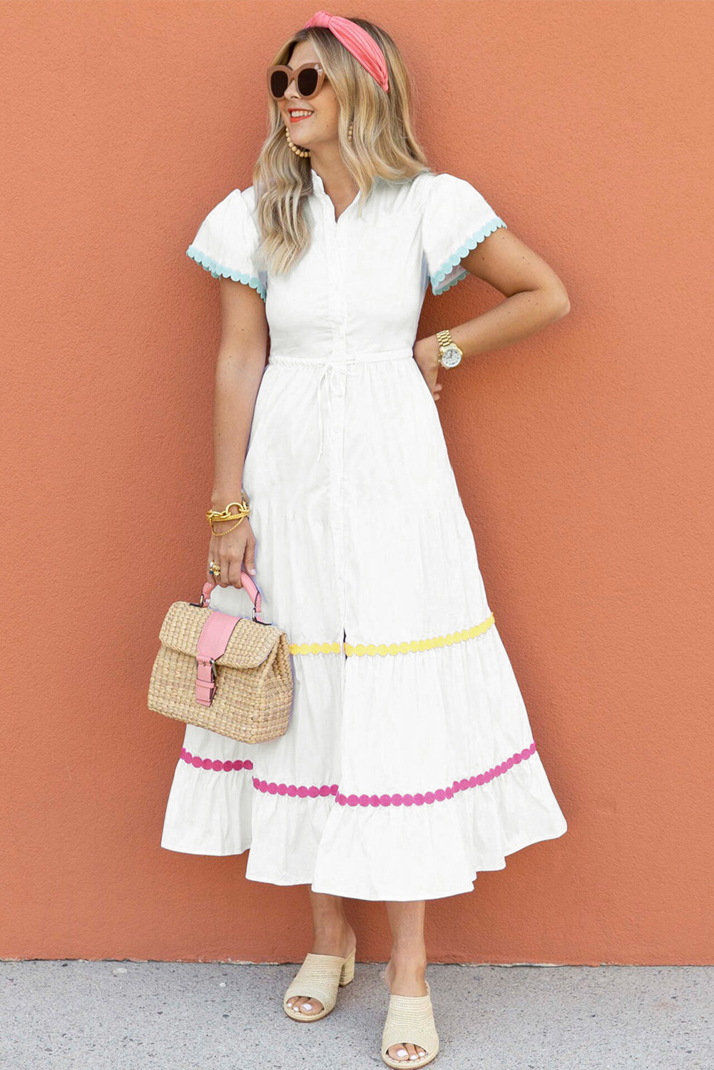 Asymmetrical maxi skirt with a frill - lemon