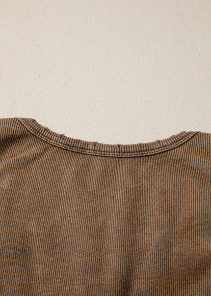 Coffee Vintage Distressed Ribbed Tank Top