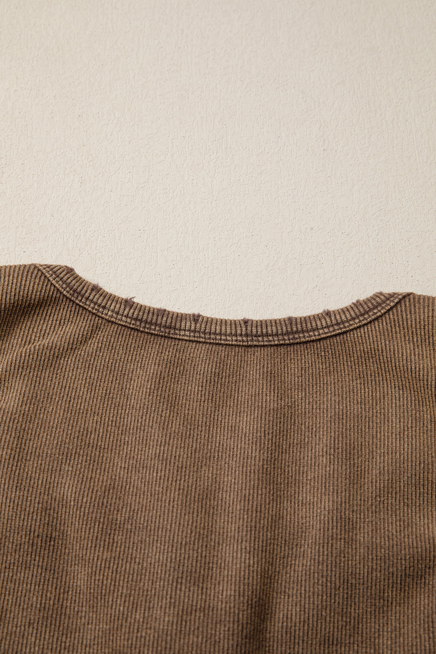 Coffee Vintage Distressed Ribbed Mineral Wash Tank Top