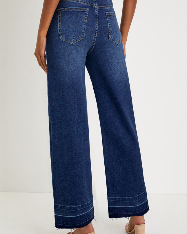 Real Teal Raw Hem Unique Cuffs Straight High Rise Loose Jeans