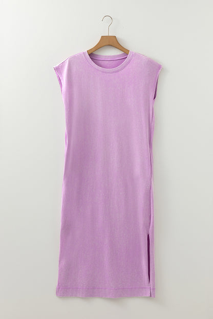 Carrot Mineral Wash Pocketed T-shirt Long Dress