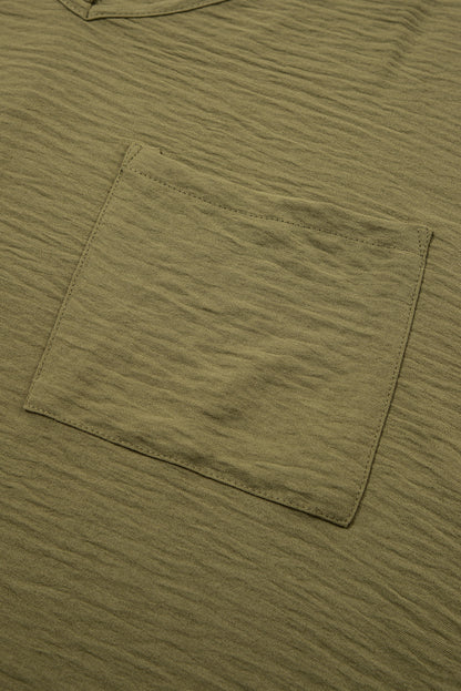 Pink Textured Half Sleeve V Neck Plus Size T Shirt with Chest Pocket