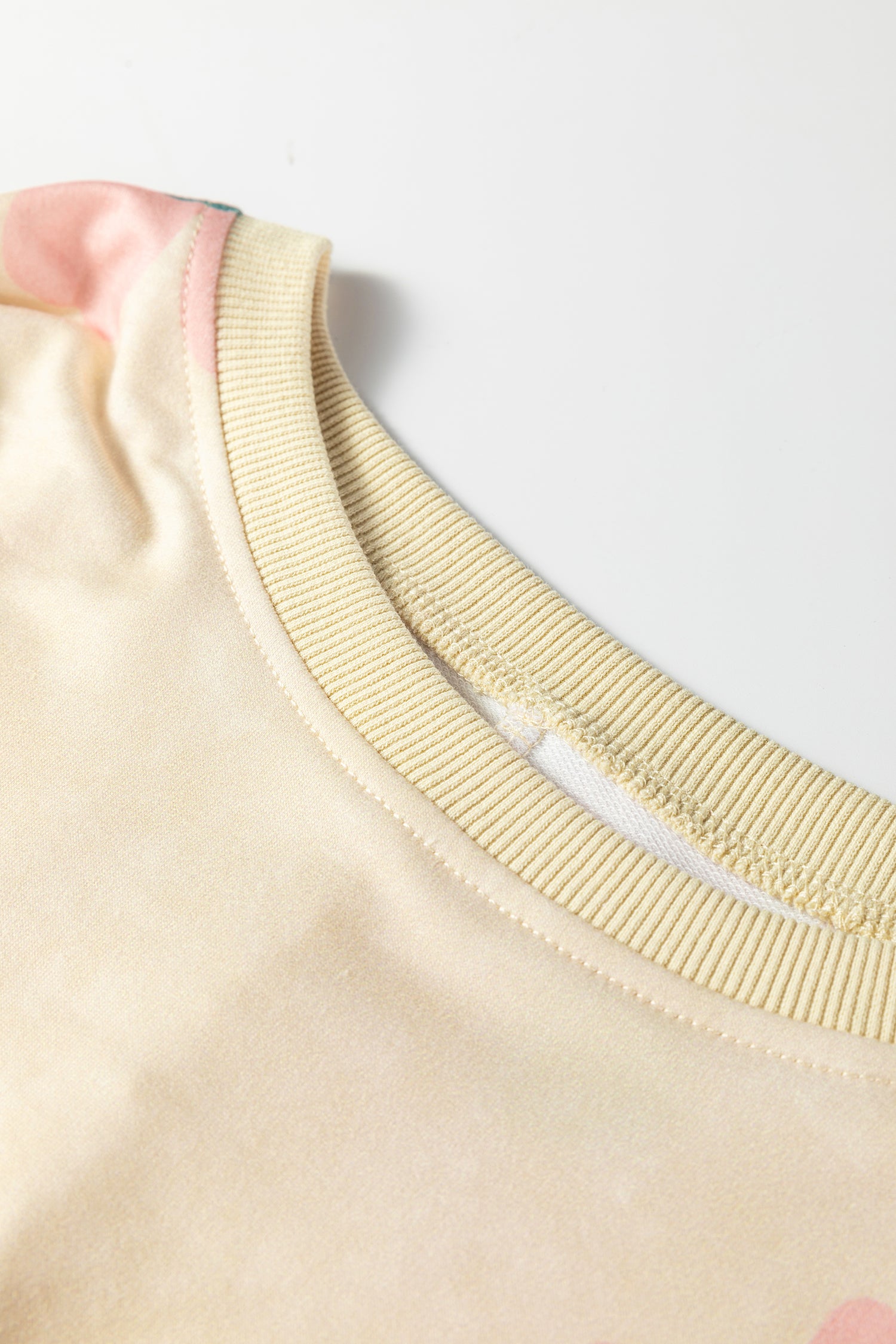 Khaki Mineral Washed French Terry Flower Print Sweatshirt