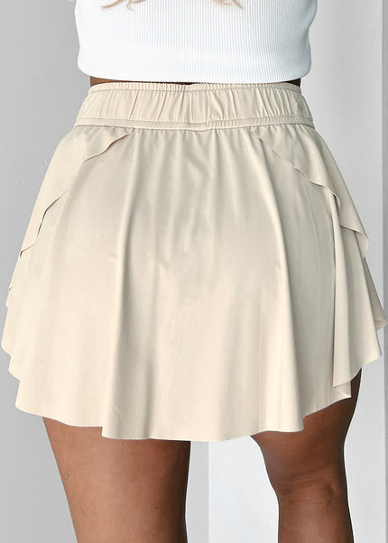 Black Drawstring High Waist Lined Tennis Skorts