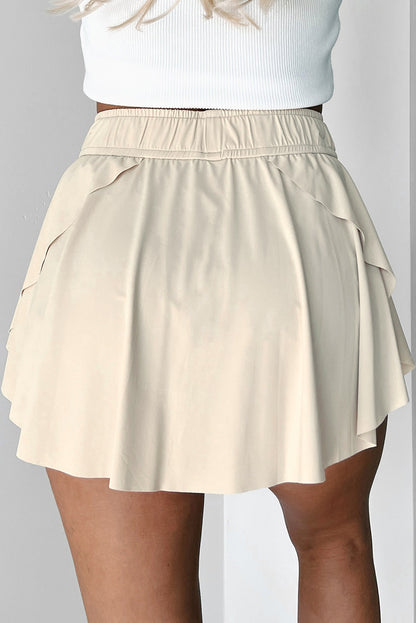 Black Drawstring High Waist Lined Tennis Skorts