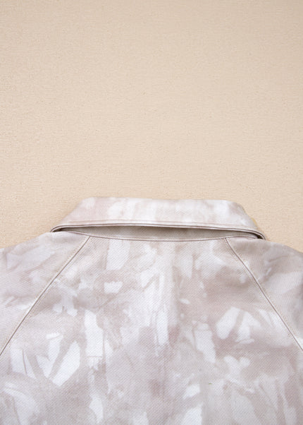 White Abstract Woodland Print Balloon Sleeve Pullover Drawstring Mini Skort Set