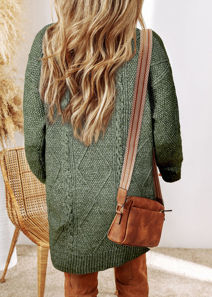 Parchment Cable Knit Drop Shoulder Loose Fit Sweater Dress