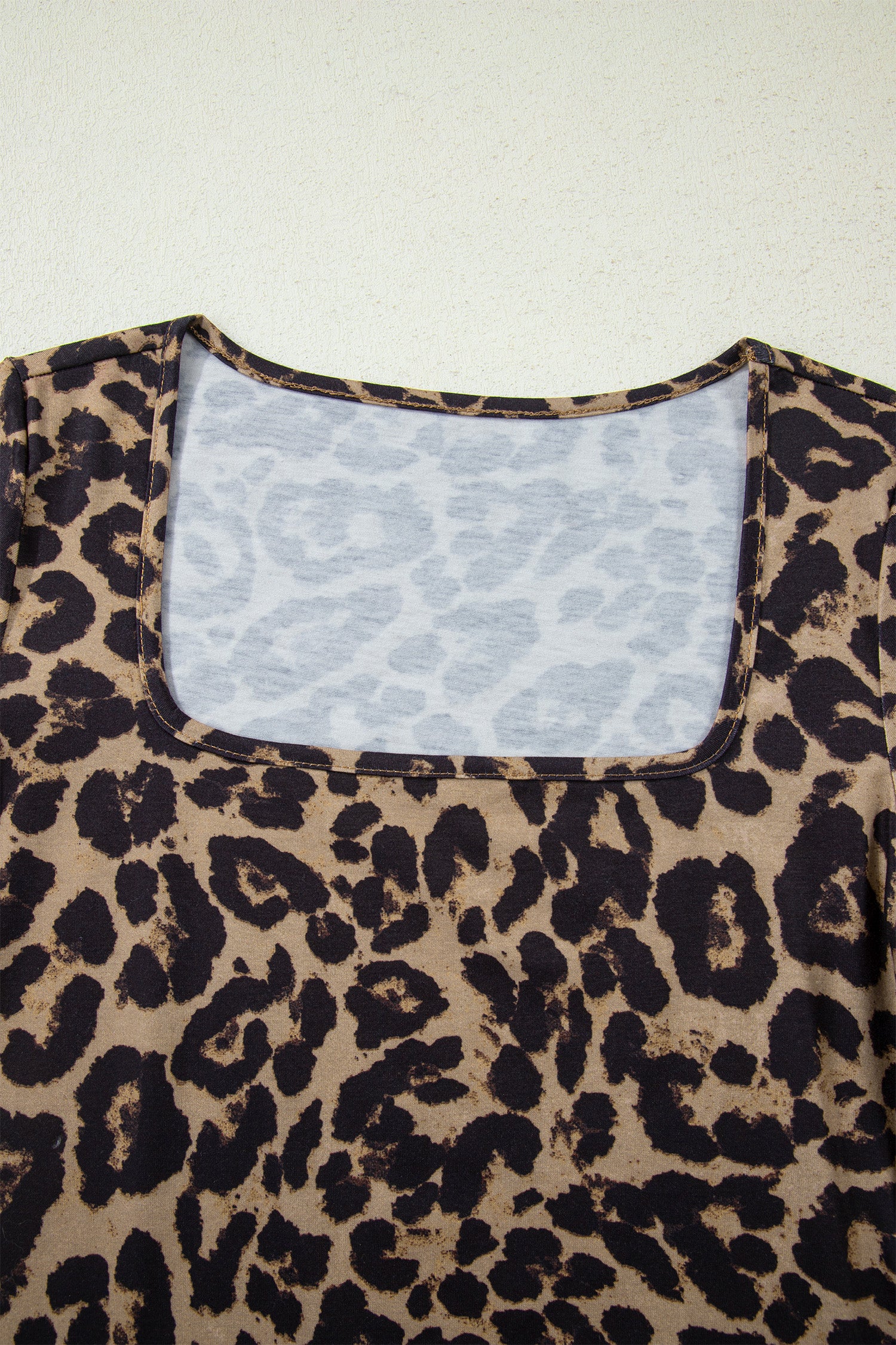 Brown Leopard Print Slim Long Sleeve T Shirt