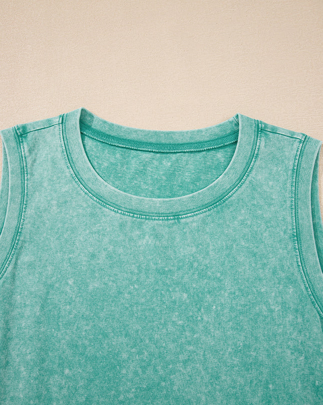Sea Green Tank Mini Dress with Pockets