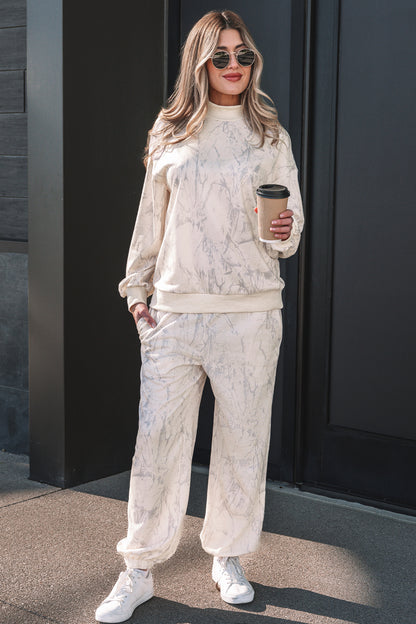 Khaki Camo Print Jogger Pants Set